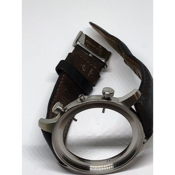 Diesel Black Genuine Leather Watch Band Use For Parts W/ Crystal 20mm J231 - Picture 3 of 7